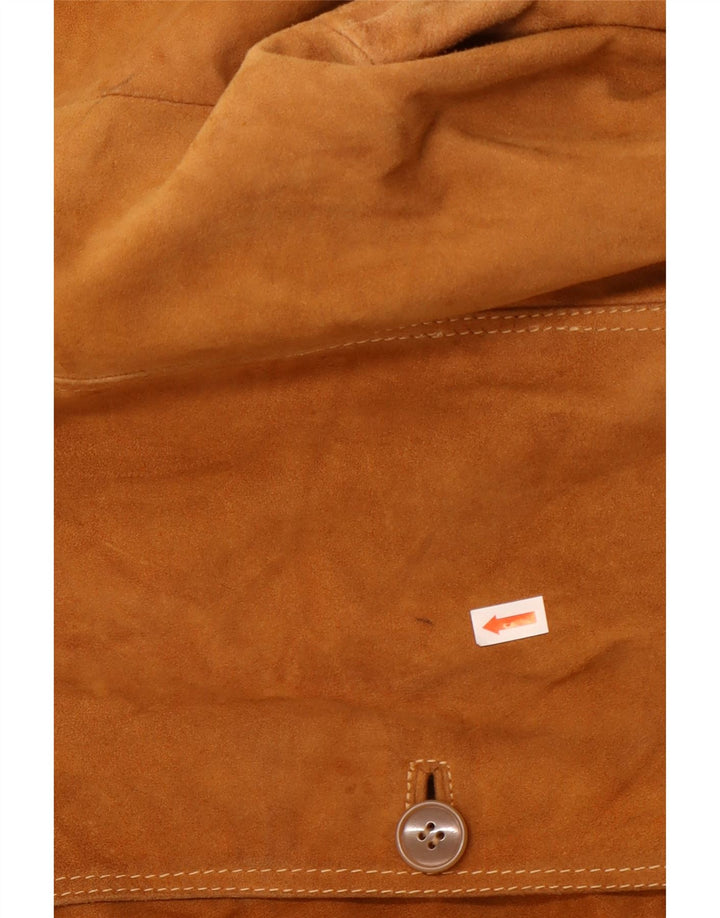 Męska zamszowa kurtka bomber VINTAGE UK 40, duża, beżowa