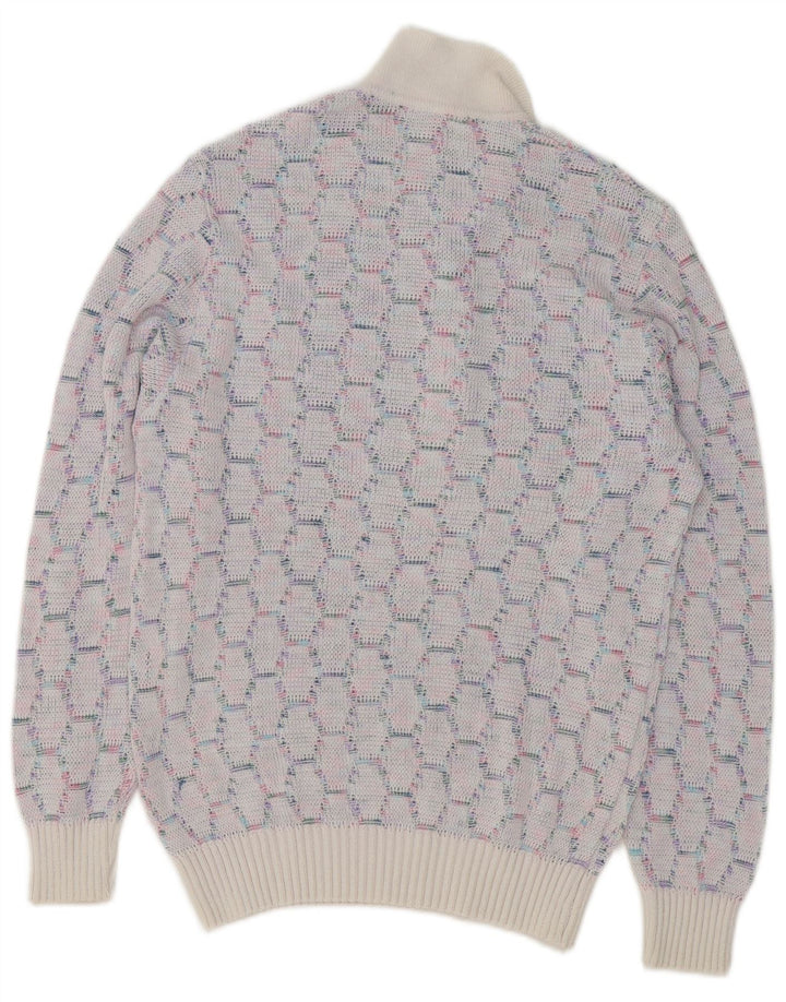 Męski sweter polo w stylu vintage, średnioniebieski, geometryczny