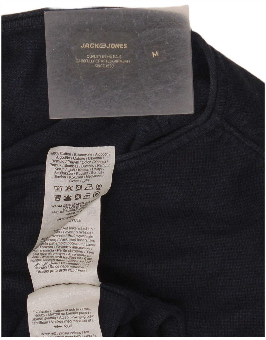 JACK & JONES Męski sweter z okrągłym dekoltem, średni granatowy, bawełniany