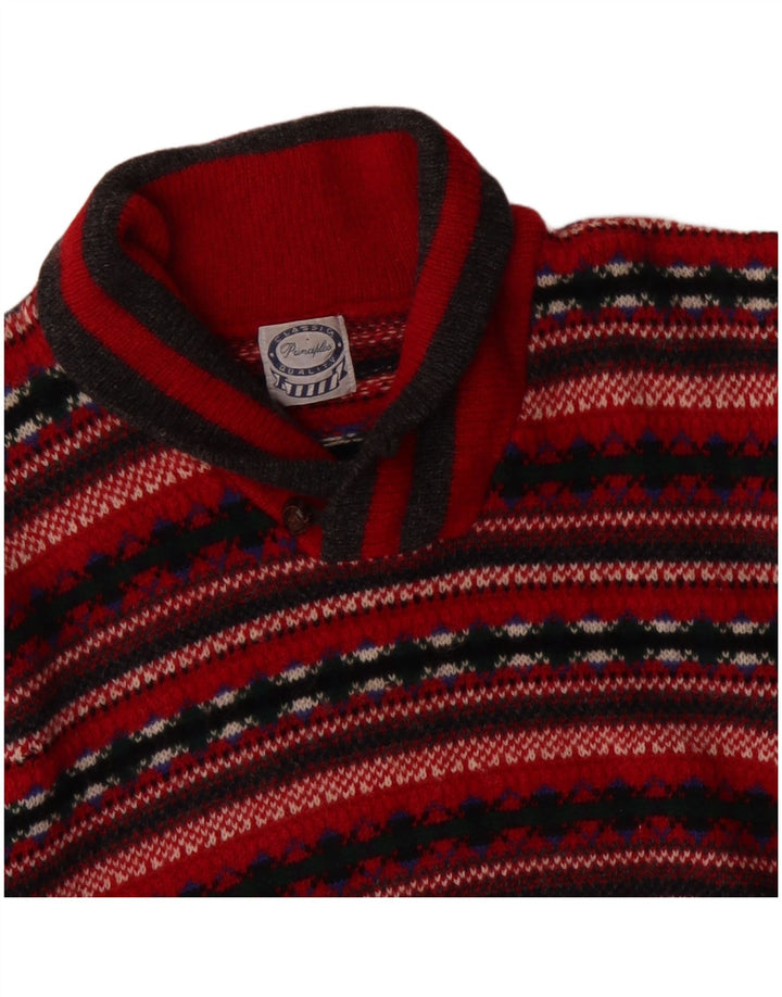 ZASADY Damski sweter z szalowym dekoltem UK 14 Medium Red Fair Isle