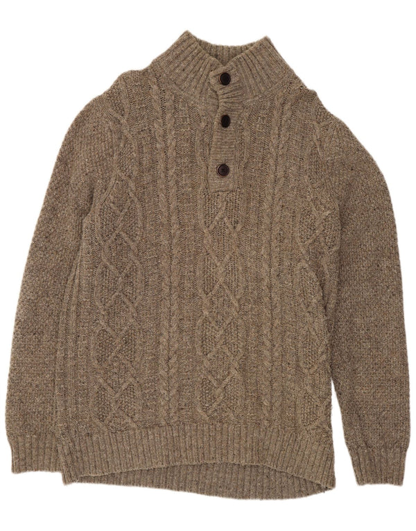 Męski sweter zapinany na guziki Fat Face XL, brązowy, wełniany nakrapiany