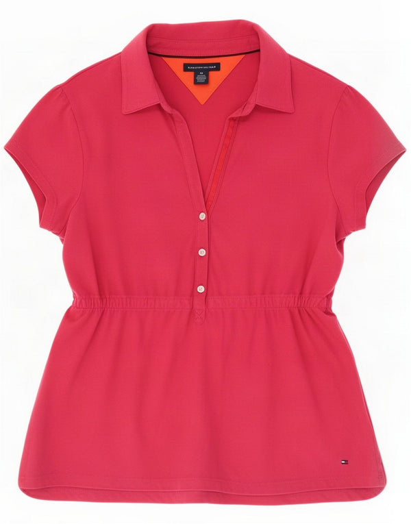 Damska koszulka polo Tommy Hilfiger UK 12 Medium Pink Cotton