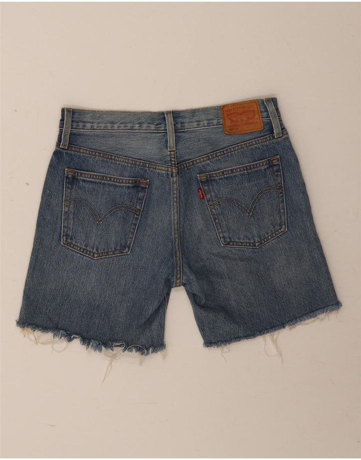 Damskie spodenki jeansowe LEVI'S 501 W26, małe, niebieskie, bawełniane w cętki