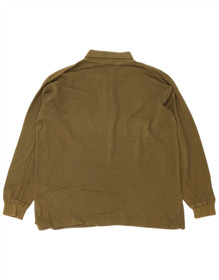 Męska koszulka polo Kappa z długim rękawem, średnia bawełna khaki