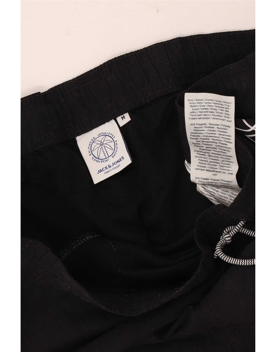 Męskie spodenki kąpielowe Jack & Jones z grafiką, średni czarny poliester
