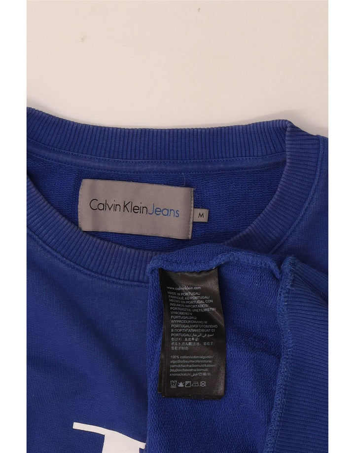 Męska bluza z grafiką Calvin Klein Jeans, średnioniebieska, bawełniana