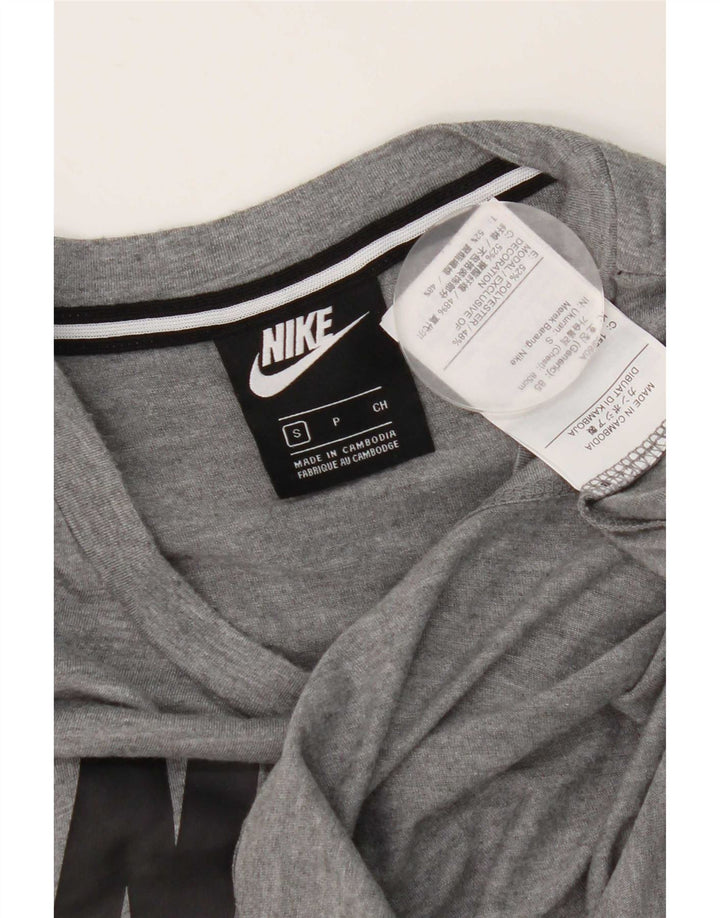 Męski T-shirt z grafiką Nike, mały, szary, nakrapiany poliester