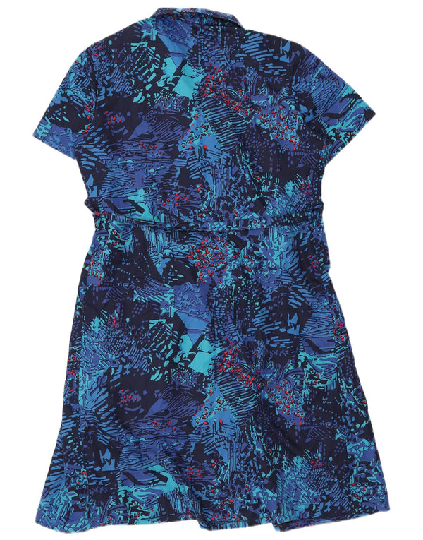 Vintage damska sukienka podstawowa w abstrakcyjny wzór UK 18 XL granatowa
