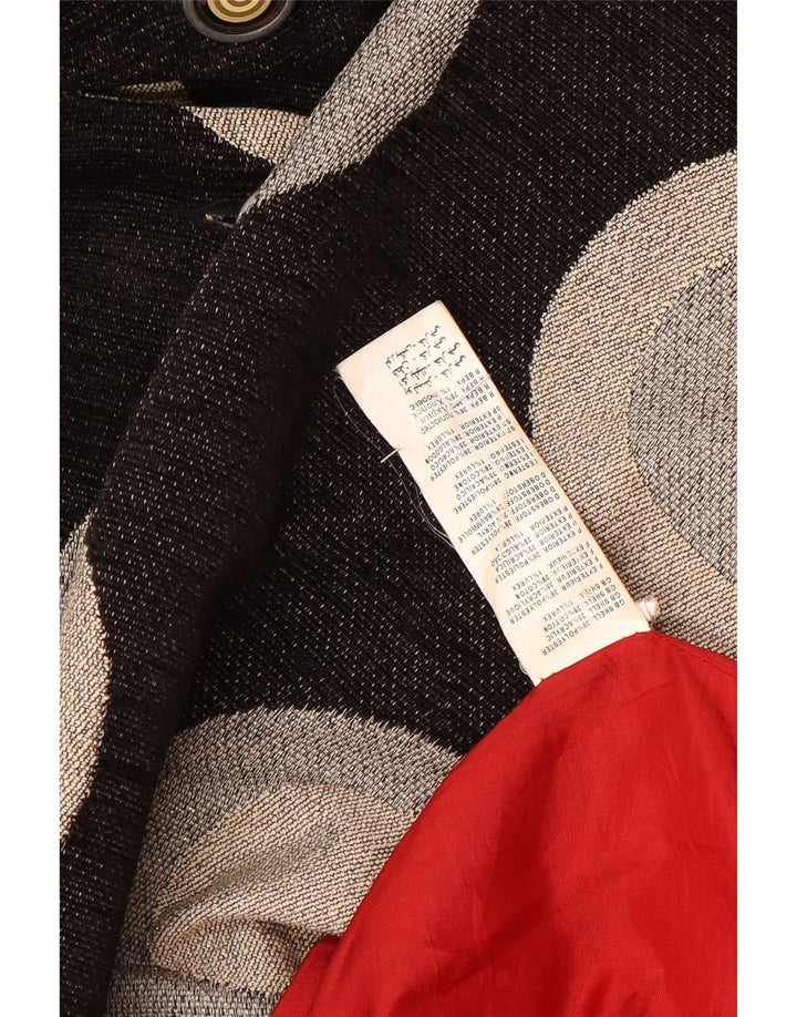 Desigual damski płaszcz EU 38, średni czarny, geometryczny poliester