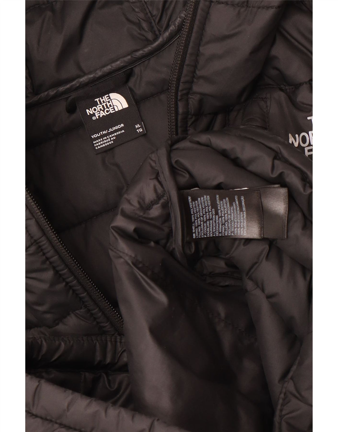 Wyściełana kurtka chłopięca z kapturem The North Face 14-15 lat XL, czarna, poliestrowa