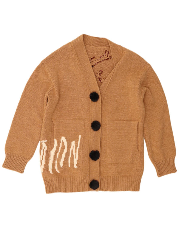 Sweter damski w stylu vintage z grafiką, UK 6 XS, brązowy nadruk zwierzęcy