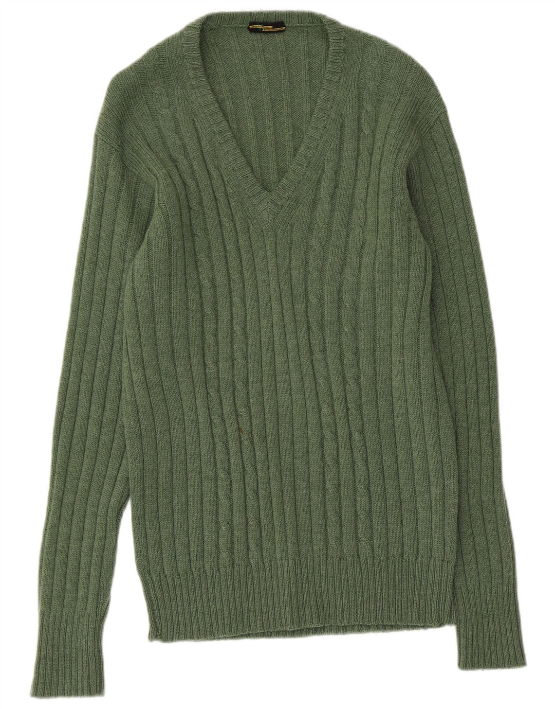 Valdoglio Męski sweter z dekoltem w kształcie litery V, mały, zielony, wełniany