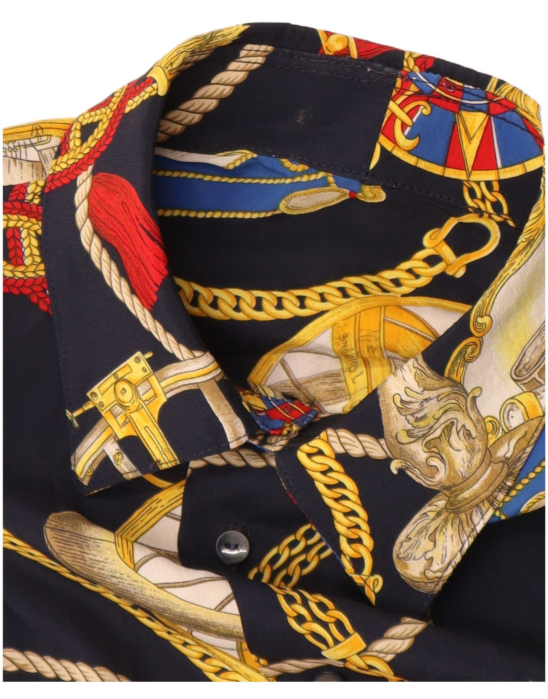 Koszula męska z krótkim rękawem w stylu vintage, abstrakcyjny wzór, średni granat