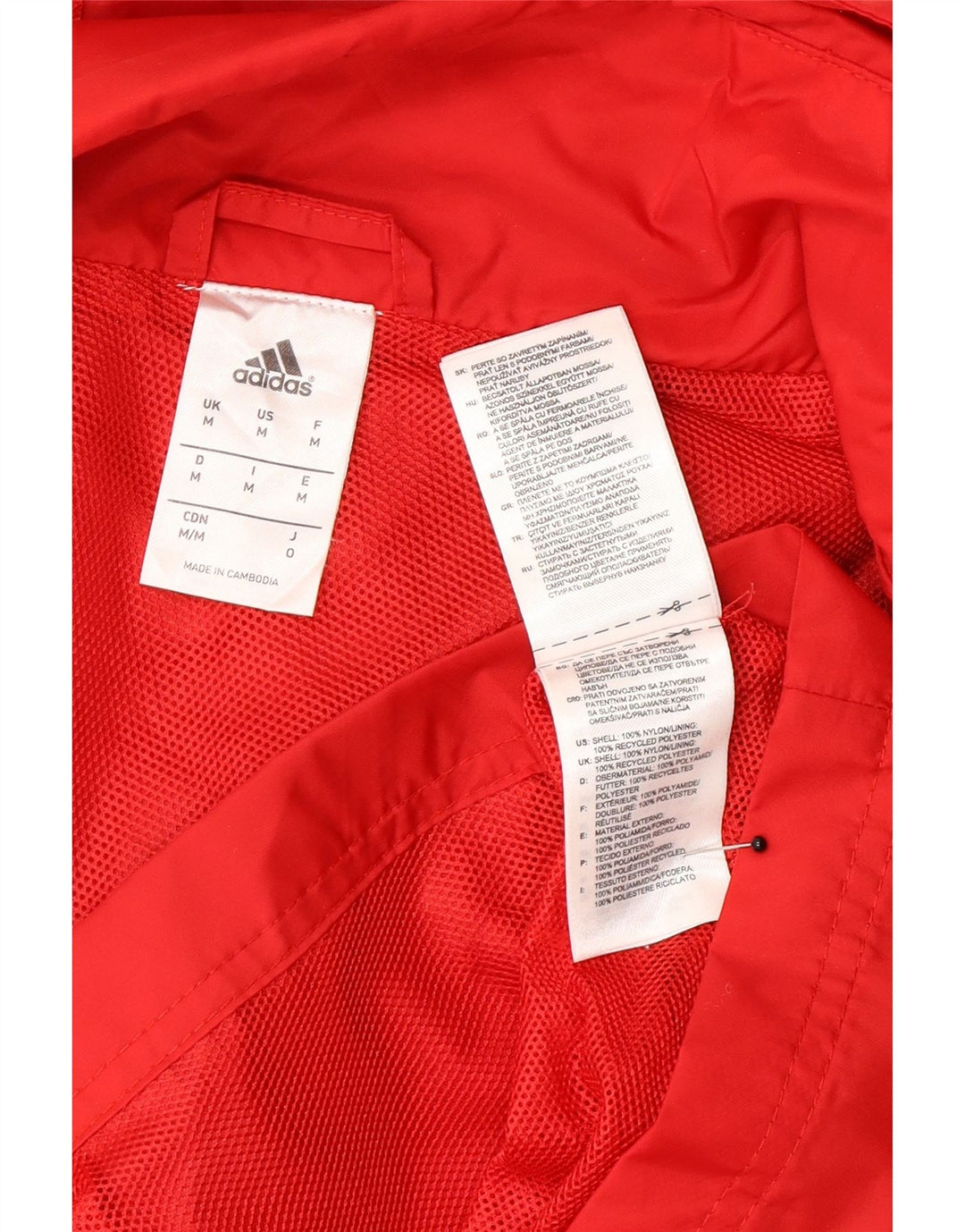 Męska kurtka przeciwdeszczowa Adidas z kapturem UK 38 Średni czerwony nylon