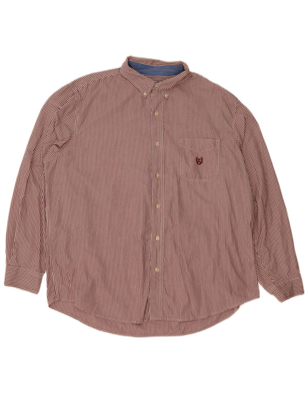 Koszula męska Chaps Easy Care 2XL, bordowa, bawełniana w prążki