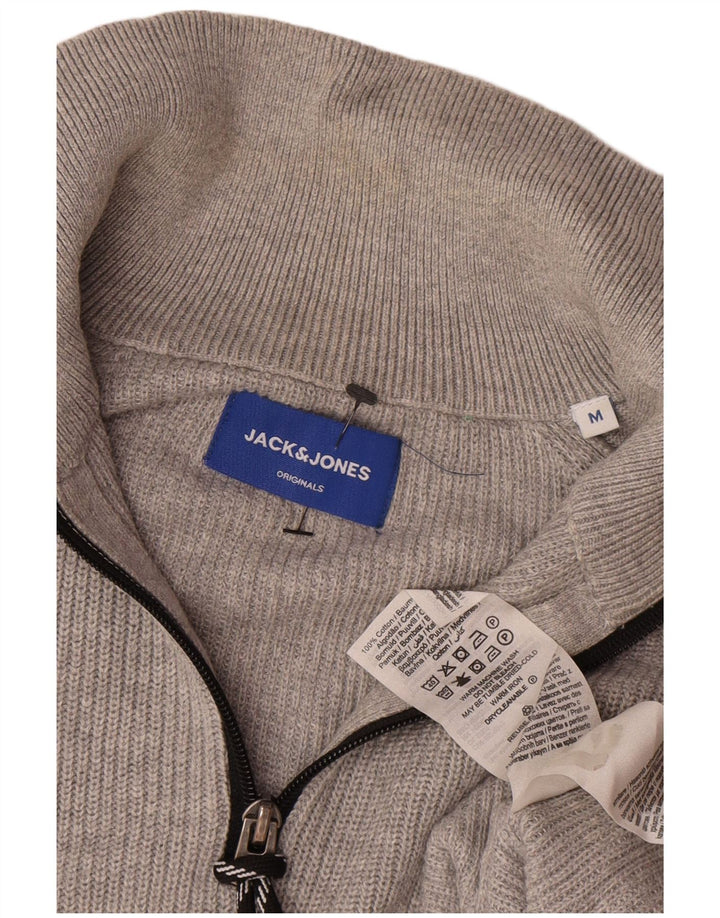 Męski sweter Jack & Jones z zamkiem błyskawicznym, średnioszary, bawełniany