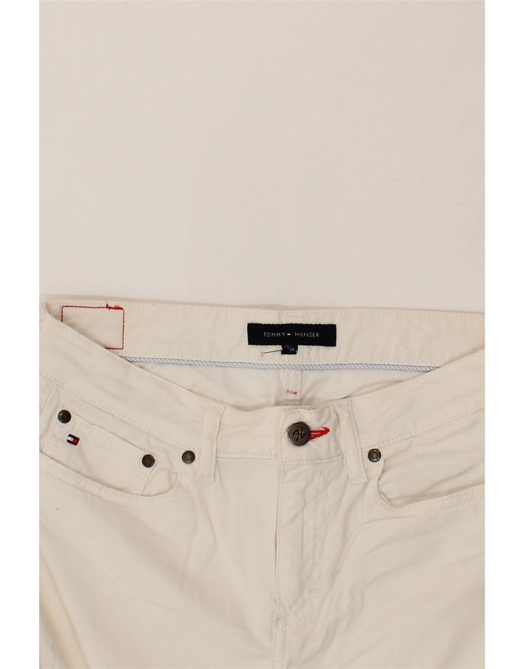 TOMMY HILFIGER Womens Straight Jeans W28 L26  White Cotton Vintage Tommy Hilfiger and Second-Hand Tommy Hilfiger from Messina Hembry 