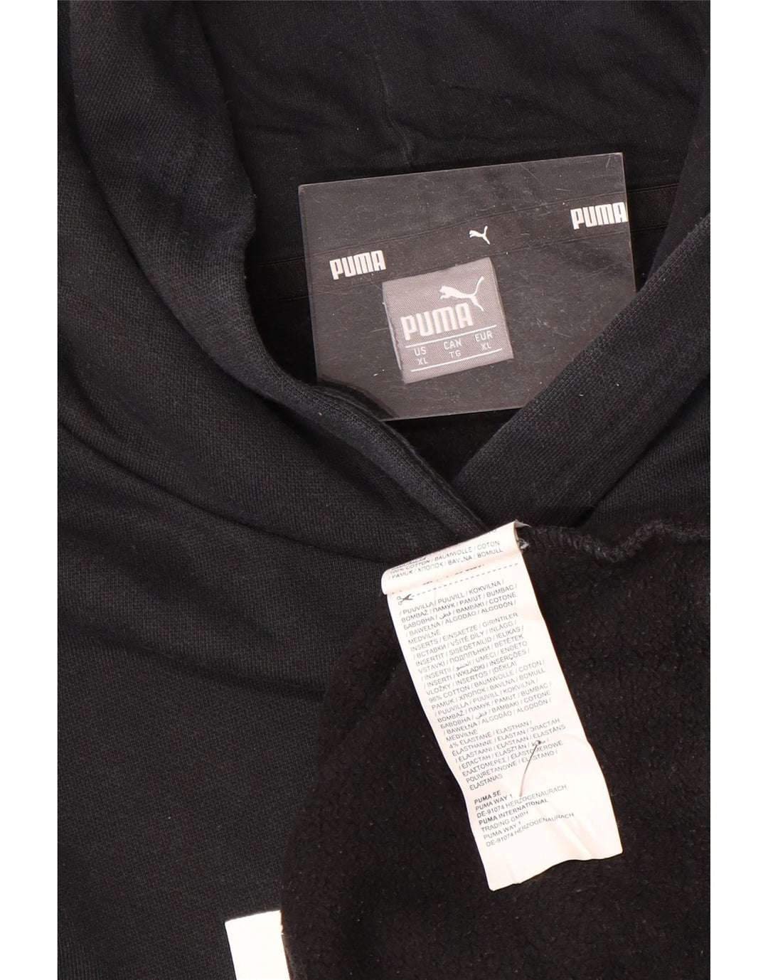 Damski sweter z kapturem i grafiką PUMA UK 18 XL, czarny, bawełniany