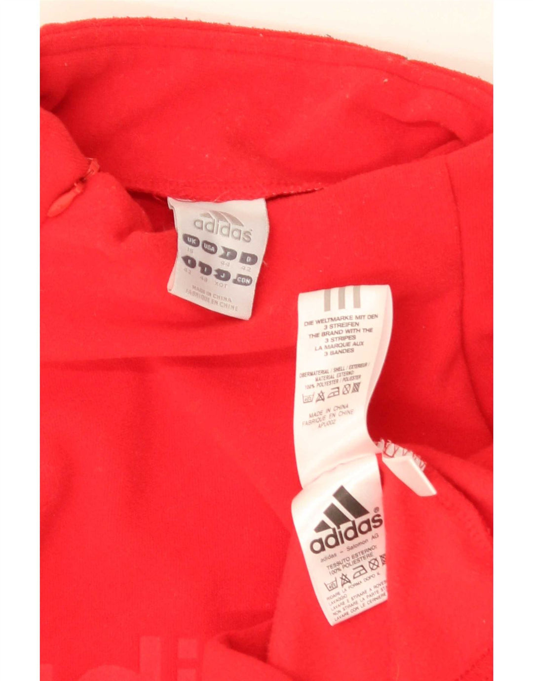 Damska bluza polarowa Adidas z graficznym zamkiem błyskawicznym UK 16, duża, czerwona, poliestrowa
