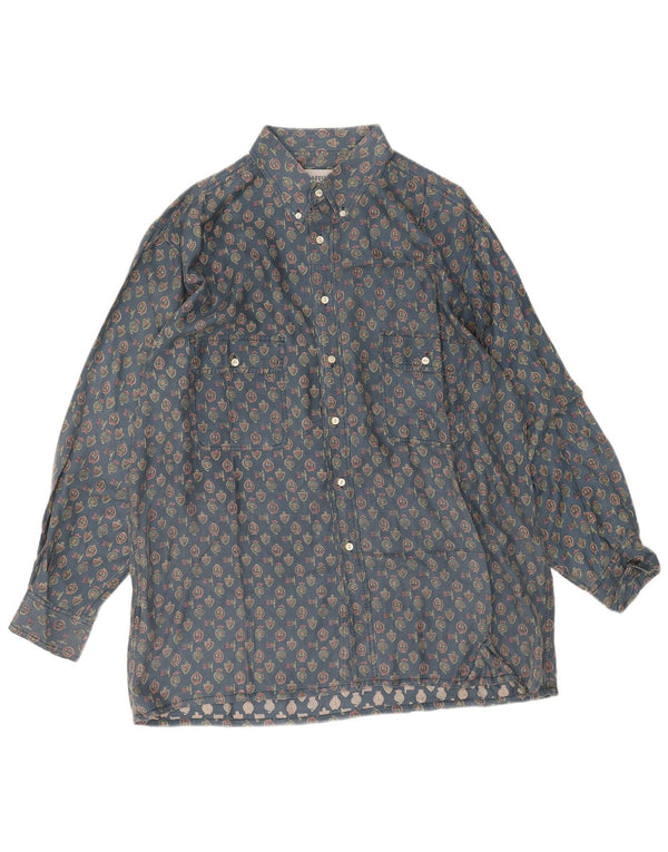 Koszula męska w stylu vintage w abstrakcyjny wzór 2XL Niebieski geometryczny jedwab