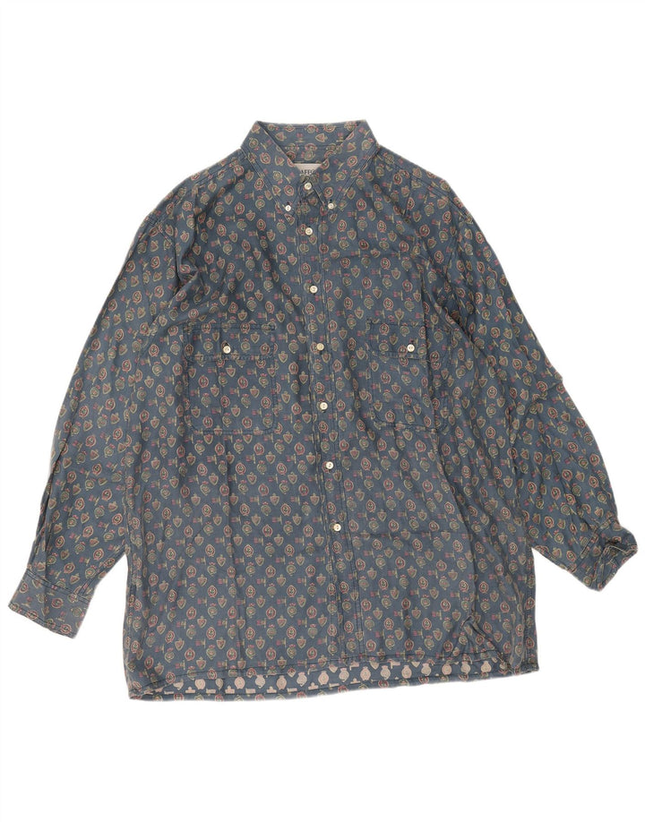 Koszula męska w stylu vintage w abstrakcyjny wzór 2XL Niebieski geometryczny jedwab
