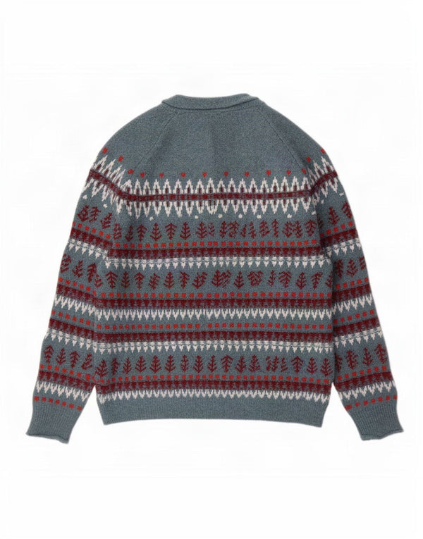 Damski sweter z okrągłym dekoltem White Stuff UK 14 Średni niebieski Fair Isle