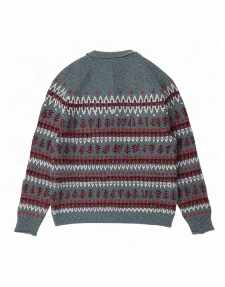Damski sweter z okrągłym dekoltem White Stuff UK 14 Średni niebieski Fair Isle