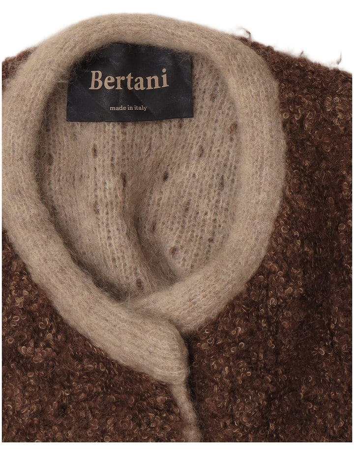 Vintage damski sweter rozpinany bez rękawów UK 14 średni brąz