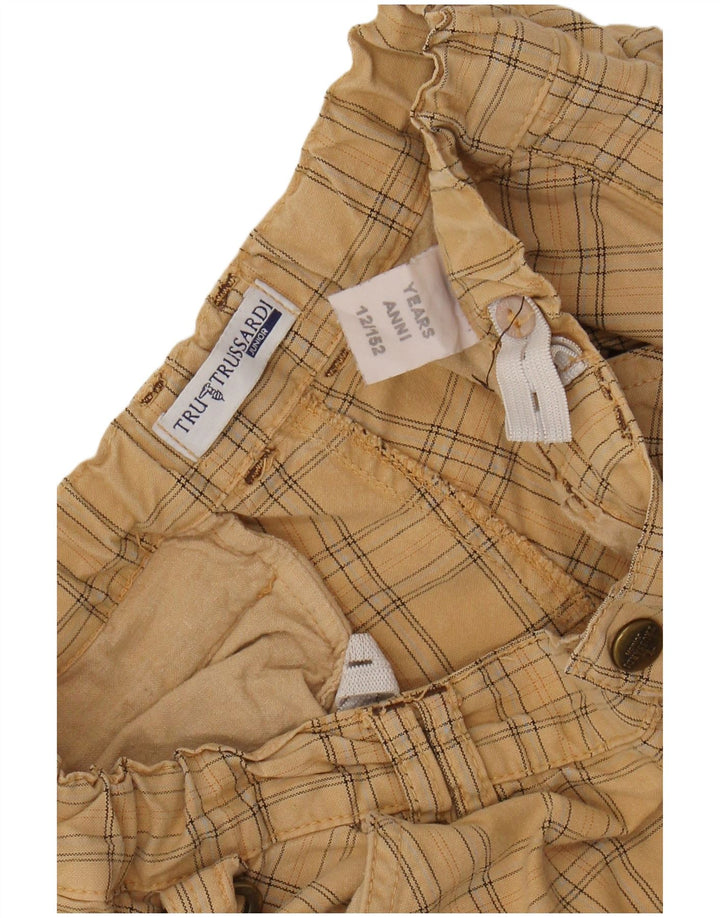 TRUSSARDI JUNIOR Boys Cargo Bermuda Shorts 11-12 Years W26  Beige Check