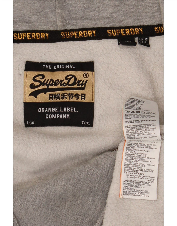 Damski sweter z kapturem i zamkiem Superdry UK 12, średnioszary, bawełniany