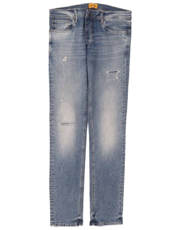 Męskie jeansy Jack & Jones w trudnej sytuacji W33 L34, niebieska bawełna