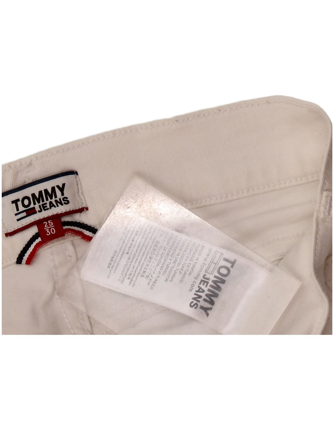 Damskie jeansy skinny ze średnim stanem TOMMY HILFIGER W25 L25 Biała bawełna