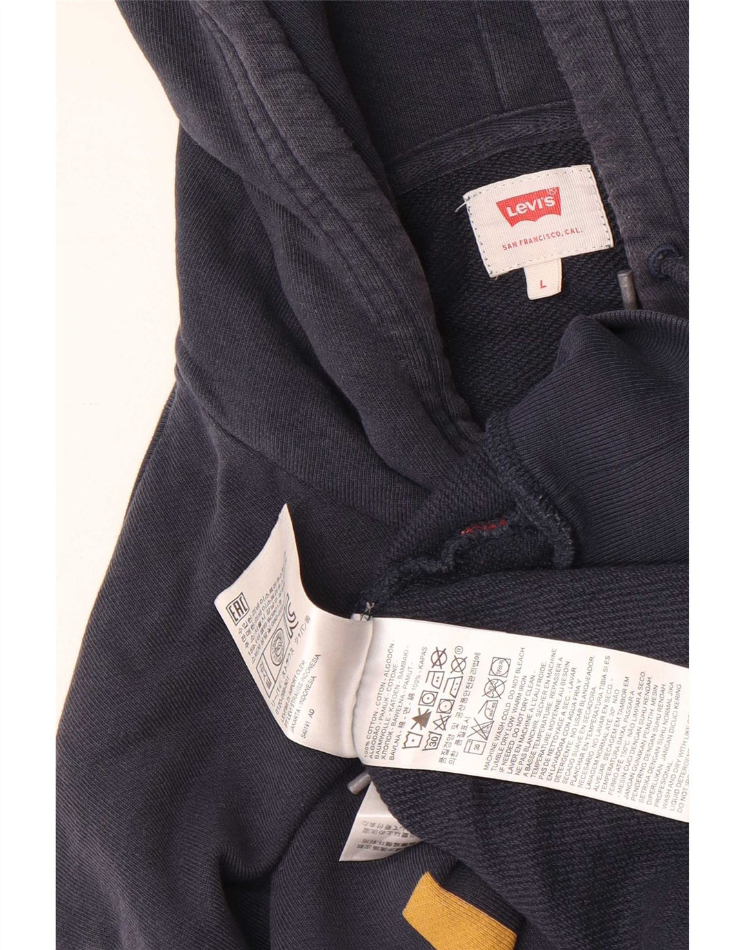 Męski sweter z kapturem Levi's z grafiką, duży, granatowy, bawełniany