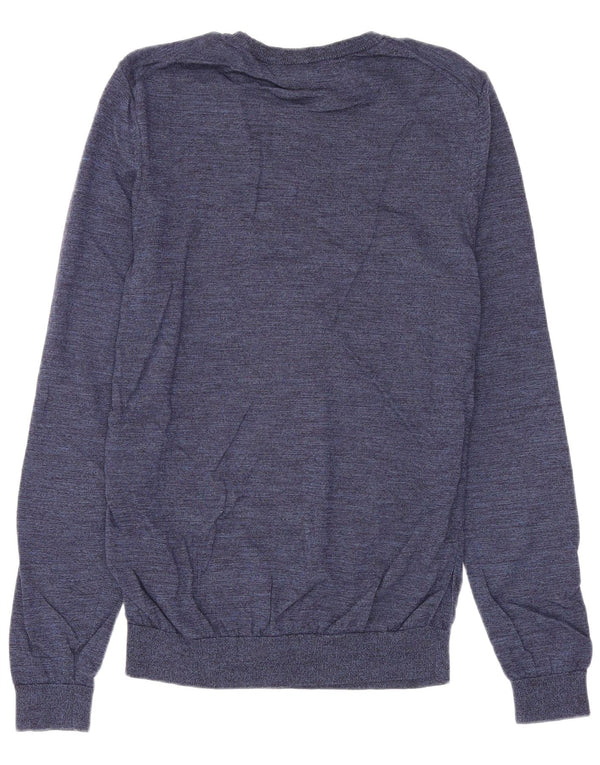 Hugo Boss Mens Crew Neck Jumper Sweater Medium Navy Blue Wool