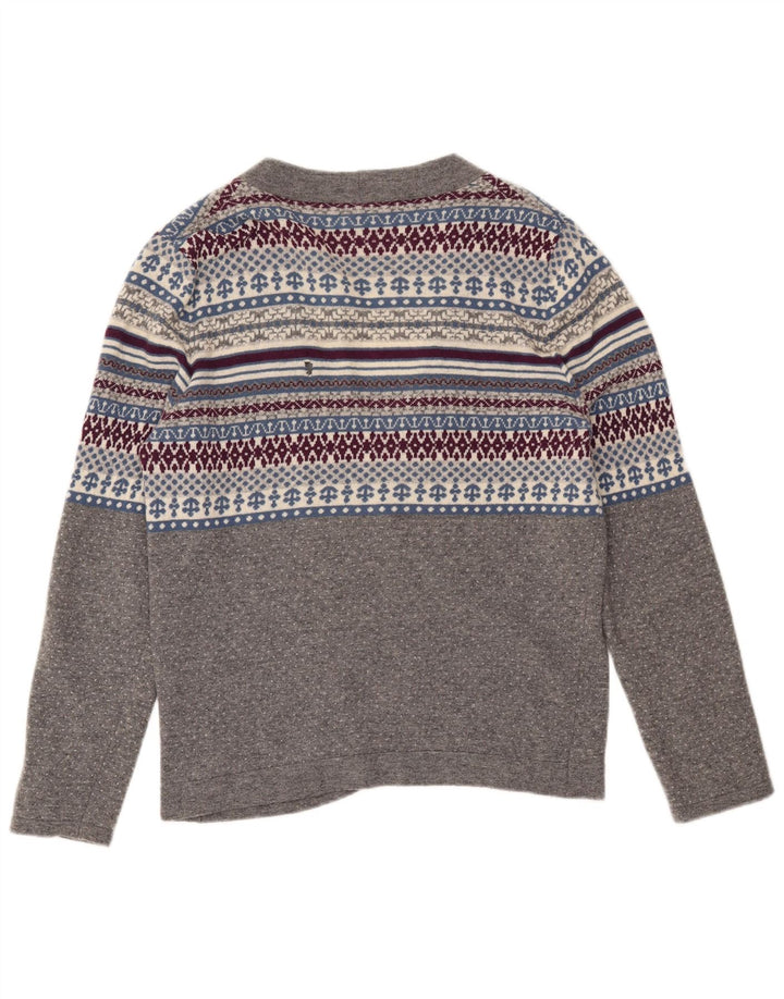 Sweter damski Benetton UK 14 Średni szary Fair Isle Wool