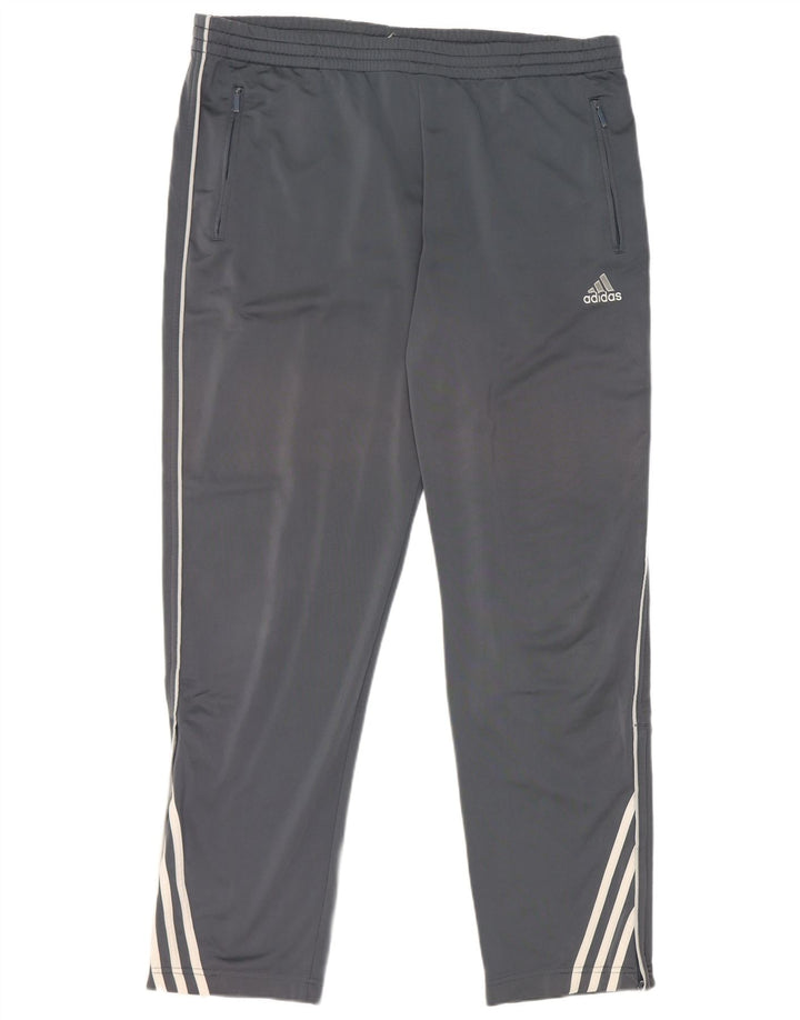 Męskie spodnie dresowe Adidas UK 42/44, duże, szare, poliestrowe