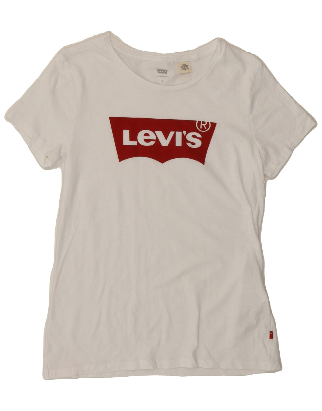 LEVI'S Womens Graphic T-Shirt Top UK 12 Medium White Cotton Vintage Levi's and Second-Hand Levi's from Messina Hembry 