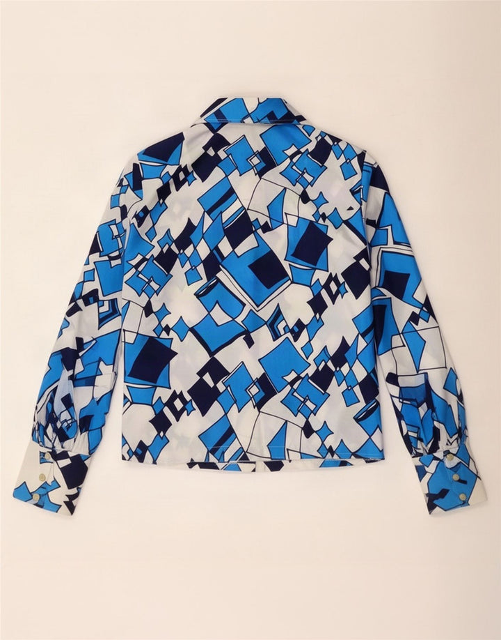 Damska bluzka koszulowa w stylu vintage IT 44 Średni niebieski geometryczny
