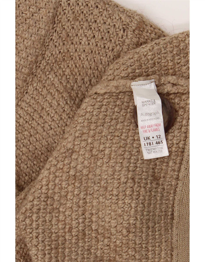 Marks & Spencer Damski sweter rozpinany z rękawem 3/4, UK 12, średni beż
