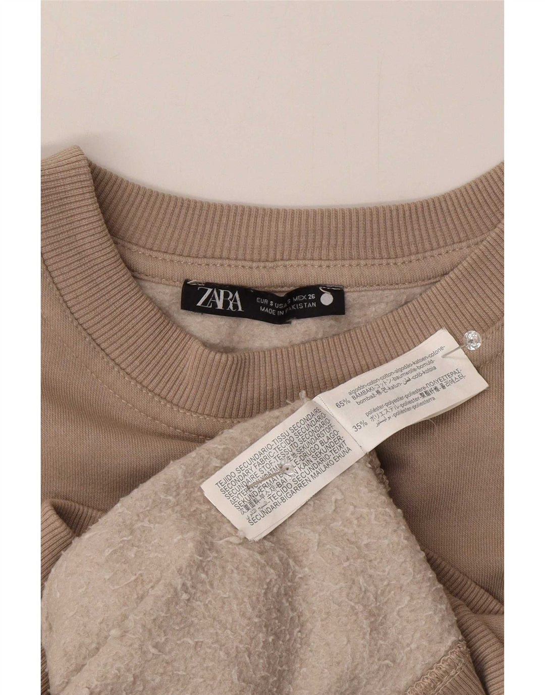 Damski sweter oversize Zara UK 10 Small, beżowy, bawełniany