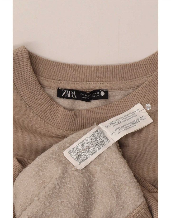 Damski sweter oversize Zara UK 10 Small, beżowy, bawełniany