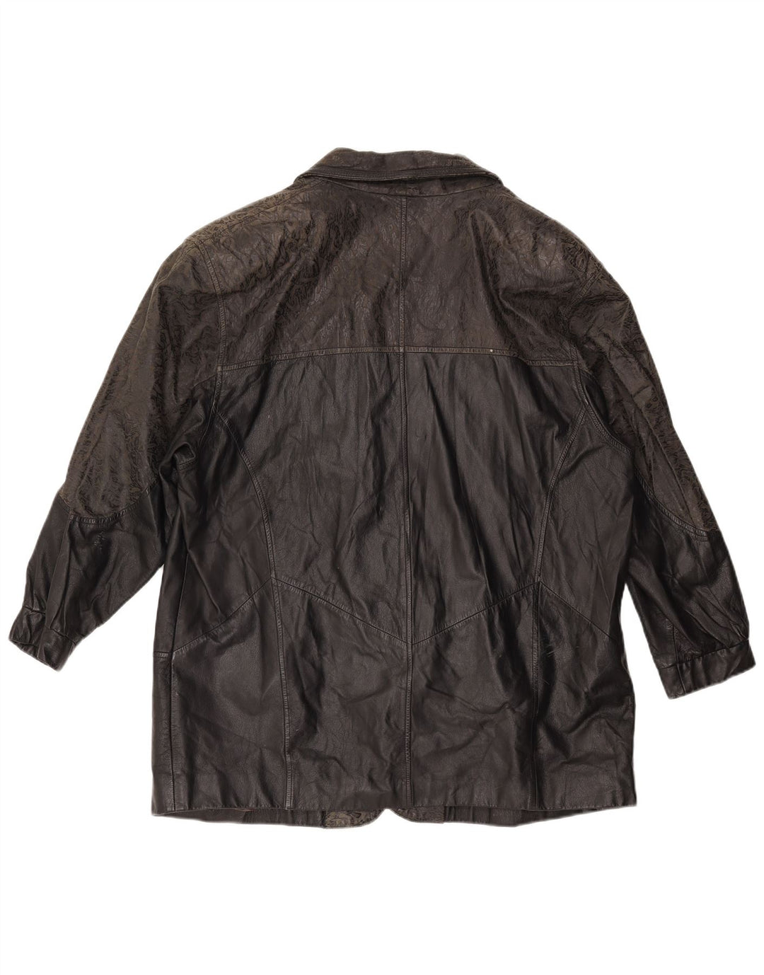 Vintage męska luźna skórzana kurtka IT 46 mała czarna skóra