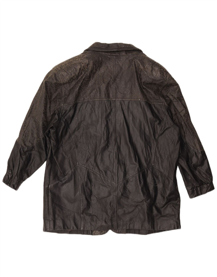 Vintage męska luźna skórzana kurtka IT 46 mała czarna skóra
