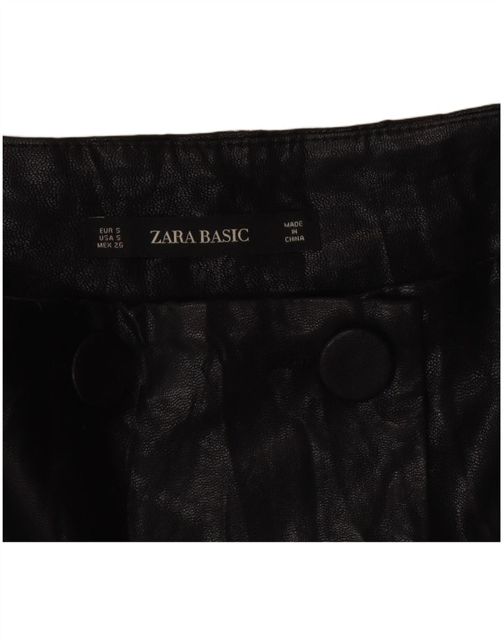 Zara Damska spódnica kopertowa ze sztucznej skóry, mała W26 czarna