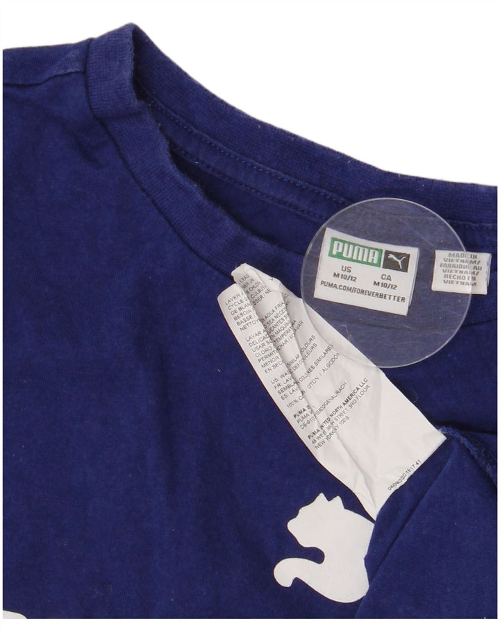 Chłopięcy T-shirt z grafiką Puma, 10-11 lat, średni niebieski, bawełniany