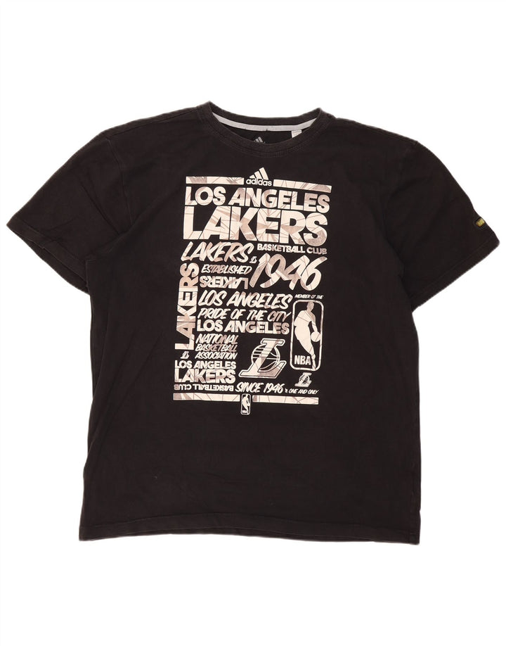 Męska koszulka z grafiką ADIDAS Los Angeles Lakers, 2XL, czarna, bawełniana