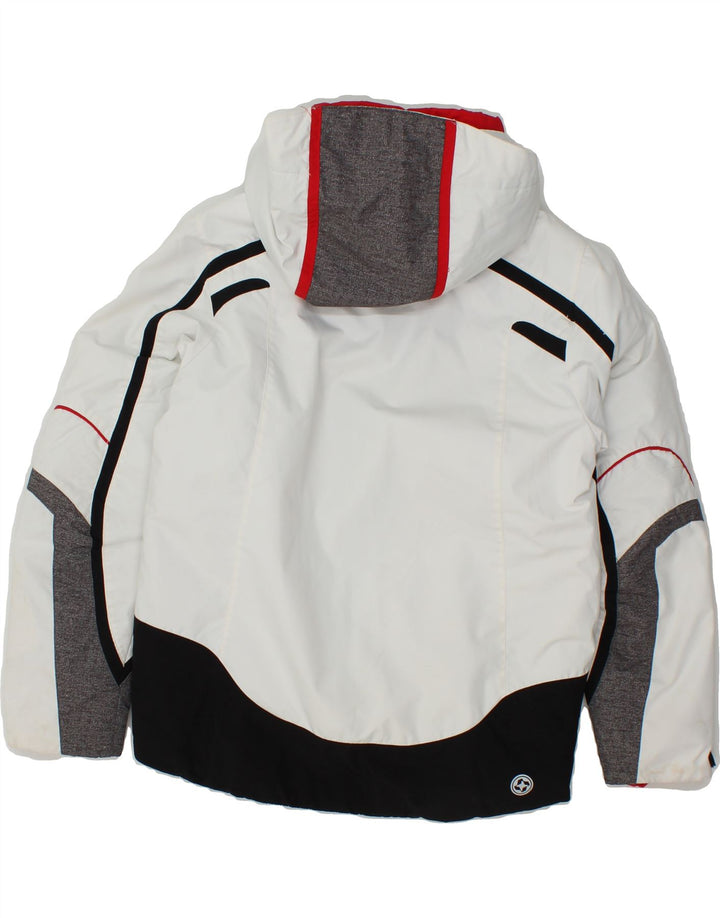 COLMAR Womens Hooded Windbreaker Jacket IT 34 2XS White Colourblock Vintage Colmar and Second-Hand Colmar from Messina Hembry 