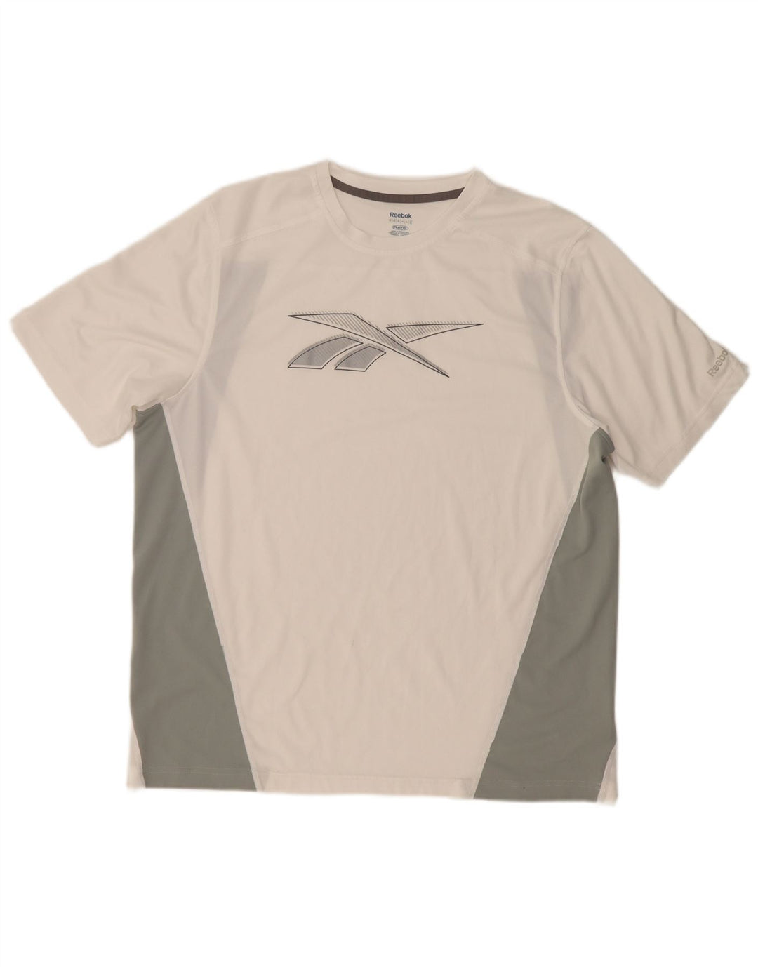 Męska koszulka Reebok z grafiką, top XL, biały, poliester z blokami kolorów