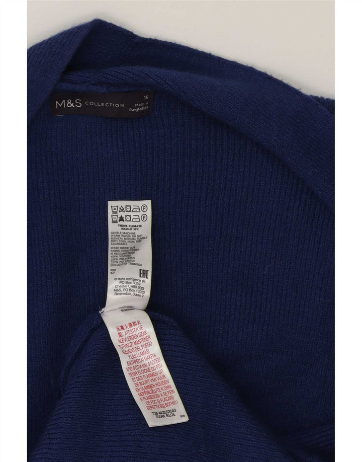 Marks & Spencer Damski sweter oversize z długim rękawem, UK 16, duży niebieski