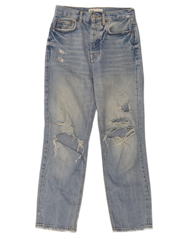 Damskie jeansy Zara w trudnej sytuacji, zwężane EU 34 2XS W24 L27, niebieska bawełna